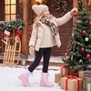 image:imageStelle Girls Snow Boots with Zipper Kids Boys Winter Outdoor Boots  NonSlip Waterproof TPR Outsole Warm Faux Fur Insulated Lining Easy Onoff Cozy Midcalf Fit with Bungee Adjuster for ToddlerCotton Candy Marble