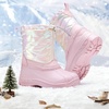 image:imageStelle Girls Snow Boots with Zipper Kids Boys Winter Outdoor Boots  NonSlip Waterproof TPR Outsole Warm Faux Fur Insulated Lining Easy Onoff Cozy Midcalf Fit with Bungee Adjuster for ToddlerIridescent Pink