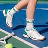 image:imageStelle Girls Socks Cotton Ruffle Athletic Ankle Sock 345 Pairs for Kids  Sporty Stripes Activewear Sock Breathable Comfort Soft Sweet Frilly Trim Stretchy Ribbed Big Girl Toddler 318 YearsRedyellowbluegreen Stripes