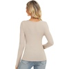 image:imageStelle Women Henley Long Sleeve Crop Tops Ribbed Knit Button Slim Fitted Tops Casual Basic T ShirtsDesert Beige2