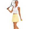 image:imageStelle Womens ALine Tennis Skort with Built in Shorts for Golf Sports  Moisturewicking fabric High waist Ball pockets Tennis Golf Pickleball Fourway stretchLemon Butter