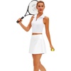 image:imageStelle Womens ALine Tennis Skort with Built in Shorts for Golf Sports  Moisturewicking fabric High waist Ball pockets Tennis Golf Pickleball Fourway stretchWhite
