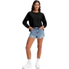 image:imageStelle Womens Raglan Crewneck Sweatshirt Relaxed Fit Casual Everyday  Soft fleece lining Raglan sleeves Ribbed cuffs Layering essential Lounge Travel StreetwearBlack