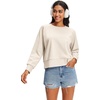 image:imageStelle Womens Raglan Crewneck Sweatshirt Relaxed Fit Casual Everyday  Soft fleece lining Raglan sleeves Ribbed cuffs Layering essential Lounge Travel StreetwearWhite Beige