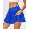 image:imageStelle Womens Tiered Ruffle Tennis Athletic Skirts with Built in Shorts  Tiered ruffle design Ball pockets Highrise waistband Tennis Pickleball Golf Quick dry performanceSapphire