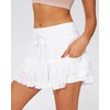 image:imageStelle Womens Tiered Ruffle Tennis Athletic Skirts with Built in Shorts  Tiered ruffle design Ball pockets Highrise waistband Tennis Pickleball Golf Quick dry performanceWhite