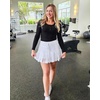 image:imageStelle Womens Tiered Ruffle Tennis Athletic Skirts with Built in Shorts  Tiered ruffle design Ball pockets Highrise waistband Tennis Pickleball Golf Quick dry performanceWhite