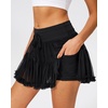 image:imageStelle Womens Tiered Ruffle Tennis Athletic Skirts with Built in Shorts  Tiered ruffle design Ball pockets Highrise waistband Tennis Pickleball Golf Quick dry performanceBlack