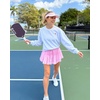 image:imageStelle Womens Tiered Ruffle Tennis Athletic Skirts with Built in Shorts  Tiered ruffle design Ball pockets Highrise waistband Tennis Pickleball Golf Quick dry performanceCotton Candy