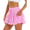 image:imageStelle Womens Tiered Ruffle Tennis Athletic Skirts with Built in Shorts  Tiered ruffle design Ball pockets Highrise waistband Tennis Pickleball Golf Quick dry performanceCotton Candy