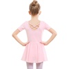 image:imageStelle Ballet Leotards for Girls Toddler Ballet Outfit Dance Leotard Dress  Ballerina Outfit Dress CrissCross amp Bow Back Soft Stretch Fabric Short Sleeve Dance Recital Gymnastics PerformanceStyle 1ballet Pinkcross Back