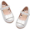 image:imageStelle Dress Shoes for Girls Mary Jane Flats with Bow for School Party  Decorative bow Hookandloop closure Cushioned comfort Flower girl Flexible outsole Patent finish WeddingLight Silver