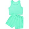 image:imageStelle Girls 2 Piece Outfits Tank Top and Shorts with Pockets 515 Years  Girls Ribbed Crop TopsScoop NeckSleeveless shirtsElastic Waist ShortsBow WaistSide PocketsMint Green