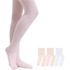 image:imageStelle Girls Footed Ballet Tights for Dance Class Toddler Kids 2T15Y  High Waist Stretch Opaque Coverage Soft Stocking Teen amp Youth Pantyhose Ballerina Studio Stage Performance Recital2pair Ballet Pink1pair White