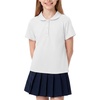 image:imageStelle Girls Polo Shirts School Uniform Peter Pan Collar Short Sleeve Tops  Ruffle Pique CottonBlend Button Down SolidColor Classic Basic Lightweight Breathable Soft Comfy Kids ClothesWhite