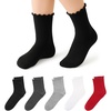 image:imageStelle Girls Ruffle Socks Uniform Dress Ankle Crew Sock 356 Pairs for Kid  Lettuce Edge Sock Cotton Frilly Breathable Comfort Sweet Frilly Trim Soft Stretchy School Toddler Kid 318 Years5 Pairs Black light Grey charcoal true White red
