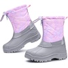 image:imageStelle Girls Snow Boots with Zipper Kids Boys Winter Outdoor Boots  NonSlip Waterproof TPR Outsole Warm Faux Fur Insulated Lining Easy Onoff Cozy Midcalf Fit with Bungee Adjuster for ToddlerMarshmellow Marble