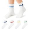image:imageStelle Girls Socks Cotton Ruffle Athletic Ankle Sock 345 Pairs for Kids  Sporty Stripes Activewear Sock Breathable Comfort Soft Sweet Frilly Trim Stretchy Ribbed Big Girl Toddler 318 YearsRedyellowbluegreen Stripes