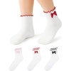 image:imageStelle Girls Socks Cotton Ruffle Athletic Ankle Sock 345 Pairs for Kids  Sporty Stripes Activewear Sock Breathable Comfort Soft Sweet Frilly Trim Stretchy Ribbed Big Girl Toddler 318 YearsRed Bowpink Bowblack Bow
