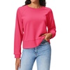 image:imageStelle Womens Raglan Crewneck Sweatshirt Relaxed Fit Casual Everyday  Soft fleece lining Raglan sleeves Ribbed cuffs Layering essential Lounge Travel StreetwearWatermelon Sugar