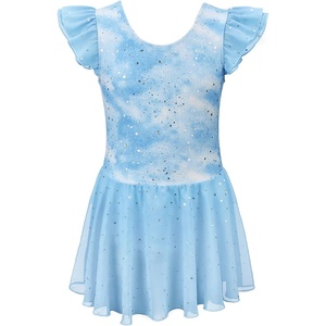 image:imageStelle Ballet Leotards for Girls Toddler Dance Leotard Gymnastic Outfits  Sparkle Flutter Sleeve Ballet Dresses Butterfly Star Print Ballerina Costumes for Dance Performance Party amp Dress UpCloudburst Blue