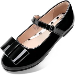 image:imageStelle Dress Shoes for Girls Mary Jane Flats with Bow for School Party  Decorative bow Hookandloop closure Cushioned comfort Flower girl Flexible outsole Patent finish WeddingBlack2