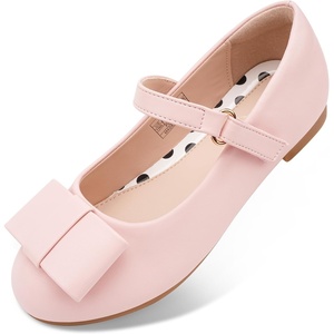 image:imageStelle Dress Shoes for Girls Mary Jane Flats with Bow for School Party  Decorative bow Hookandloop closure Cushioned comfort Flower girl Flexible outsole Patent finish WeddingPink2