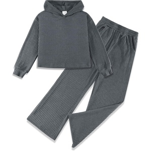 image:imageStelle Girls 2 Piece Fall Outfits Lounge Set 515 Y  Sweatpants with PocketsRibbed Long Sleeve Pullover HoodieElastic WaistStretch Lightweight Comfortable Easy Pull OnCharcoal