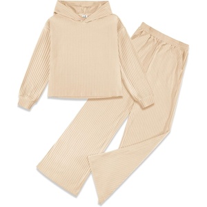 image:imageStelle Girls 2 Piece Fall Outfits Lounge Set 515 Y  Sweatpants with PocketsRibbed Long Sleeve Pullover HoodieElastic WaistStretch Lightweight Comfortable Easy Pull OnBeige