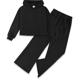 image:imageStelle Girls 2 Piece Fall Outfits Lounge Set 515 Y  Sweatpants with PocketsRibbed Long Sleeve Pullover HoodieElastic WaistStretch Lightweight Comfortable Easy Pull OnBlack