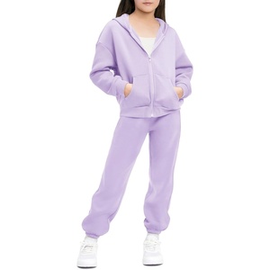 image:imageStelle Girls 2 Piece Sweatsuit Zip Up Hoodies Joggers Tracksuit Sets 515Y  Fleece LiningThick WarmCozyHooded Jackets with PocketsFull Zip Up SweatshirtsJogger with PocketsEasy Pull OnLavender