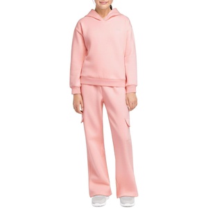 image:imageStelle Girls 2 Pieces Sweatsuit Hoodies Sweatpants Sets 515Y  Fleece LiningWarm CozySolid ColorEasy MatchingSweatpants with PocketsPullover Sweatshirt with HoodWide Leg SweatpantPink
