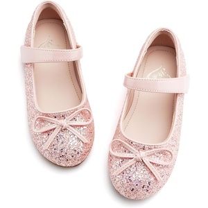 image:imageStelle Girls Dress Shoes Mary Jane Flats for School Party Flower Girl  Hookandloop closure Princess shoes Cushioned comfort Uniform Wedding Dress occasions Patent finish Glitter finish1pink