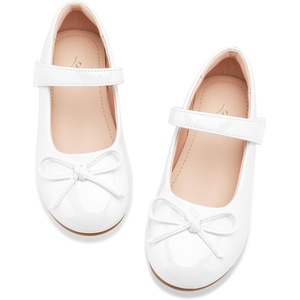 image:imageStelle Girls Dress Shoes Mary Jane Flats for School Party Flower Girl  Hookandloop closure Princess shoes Cushioned comfort Uniform Wedding Dress occasions Patent finish Glitter finish1white