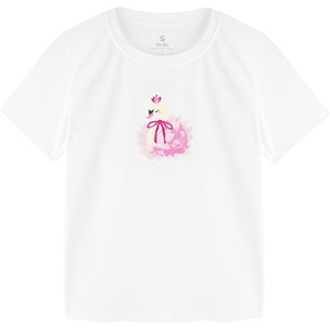 image:imageStelle Girls Graphic T Shirt Cotton Crewneck Short Sleeve Casual Tee  Classic fit Short sleeve Soft cotton blend Breathable Stretch Graphic print School Playdates Vacation Girls tshirtSwan Whisperwhite