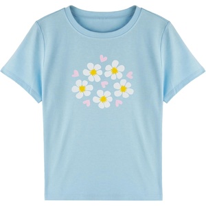 image:imageStelle Girls Graphic T Shirt Cotton Crewneck Short Sleeve Casual Tee  Classic fit Short sleeve Soft cotton blend Breathable Stretch Graphic print School Playdates Vacation Girls tshirtWhite Bloomblue