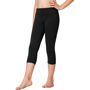 image:imageStelle Girls Leggings with Hidden Pocket for Kids Dance Yoga Athletic Pants  Highrise waistbandSoft 4way stretchMoisturewickingNon seethrough for dancegymnasticsyogarunning and daily wearA4capriblack