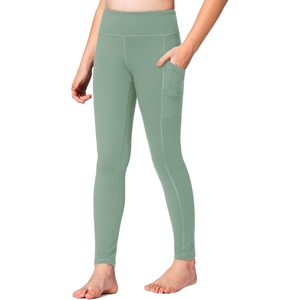 image:imageStelle Girls Leggings with Pockets Kids Dance Yoga Running Athletic Pants  Soft 4Way StretchHighRise Wide WaistbandSide PocketsMoistureWickingNonSeeThrough for DanceYogaRunningDaily WearJade Green