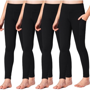 image:imageStelle Girls Leggings with Pockets Kids Dance Yoga Running Athletic Pants  Soft 4Way StretchHighRise Wide WaistbandSide PocketsMoistureWickingNonSeeThrough for DanceYogaRunningDaily Wear4packblack 2 Side Pocket