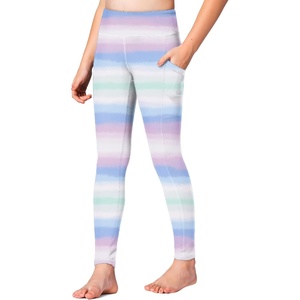 image:imageStelle Girls Leggings with Pockets Kids Dance Yoga Running Athletic Pants  Soft 4Way StretchHighRise Wide WaistbandSide PocketsMoistureWickingNonSeeThrough for DanceYogaRunningDaily WearPastel Horizon