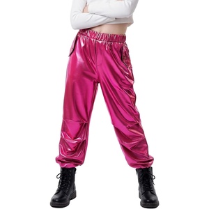 image:imageStelle Girls Metallic Hip Hop Pants Shiny Cargo Joggers Pant  Shiny Leggings Sequin Sparkly Material Adjustable Drawstring School Events Disco Street Running Kids YouthMetal Fuchsia