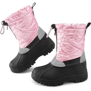 image:imageStelle Girls Snow Boots with Zipper Kids Boys Winter Outdoor Boots  NonSlip Waterproof TPR Outsole Warm Faux Fur Insulated Lining Easy Onoff Cozy Midcalf Fit with Bungee Adjuster for ToddlerPink