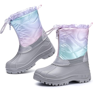 image:imageStelle Girls Snow Boots with Zipper Kids Boys Winter Outdoor Boots  NonSlip Waterproof TPR Outsole Warm Faux Fur Insulated Lining Easy Onoff Cozy Midcalf Fit with Bungee Adjuster for ToddlerHolo Frost