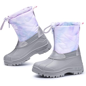image:imageStelle Girls Snow Boots with Zipper Kids Boys Winter Outdoor Boots  NonSlip Waterproof TPR Outsole Warm Faux Fur Insulated Lining Easy Onoff Cozy Midcalf Fit with Bungee Adjuster for ToddlerMermaid Marble