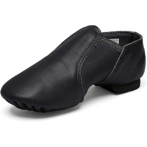 image:imageStelle Jazz Shoes for Girls Leather Unisex SlipOn Dance  Genuine leather Breathable comfort Stretch arch support Split sole Flexible fit Soft and durableBlack