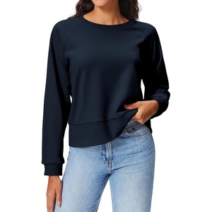 image:imageStelle Womens Raglan Crewneck Sweatshirt Relaxed Fit Casual Everyday  Soft fleece lining Raglan sleeves Ribbed cuffs Layering essential Lounge Travel StreetwearNavy