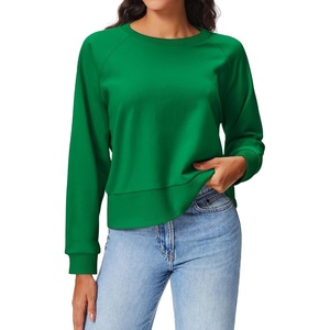 image:imageStelle Womens Raglan Crewneck Sweatshirt Relaxed Fit Casual Everyday  Soft fleece lining Raglan sleeves Ribbed cuffs Layering essential Lounge Travel StreetwearKelly Green