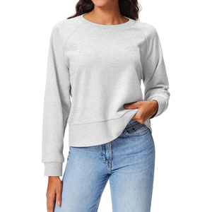 image:imageStelle Womens Raglan Crewneck Sweatshirt Relaxed Fit Casual Everyday  Soft fleece lining Raglan sleeves Ribbed cuffs Layering essential Lounge Travel StreetwearUltra Light Grey