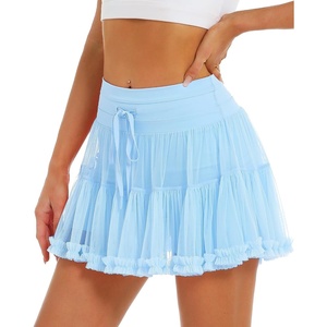 image:imageStelle Womens Tiered Ruffle Tennis Athletic Skirts with Built in Shorts  Tiered ruffle design Ball pockets Highrise waistband Tennis Pickleball Golf Quick dry performanceLight Blue