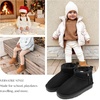 image:imageStelle Kids Snow Boots Girls Boys Winter Ankle Boots  Faux Fur LinedFaux Suede UpperPullOnTPR OutsoleCozyLightweightComfortableOutdoorWarmToddlerLittle Big KidBlack